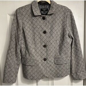 Talbots Petites‎ Blazer Womens 12P Gray Wool Blend Jacket Diamond Full Button